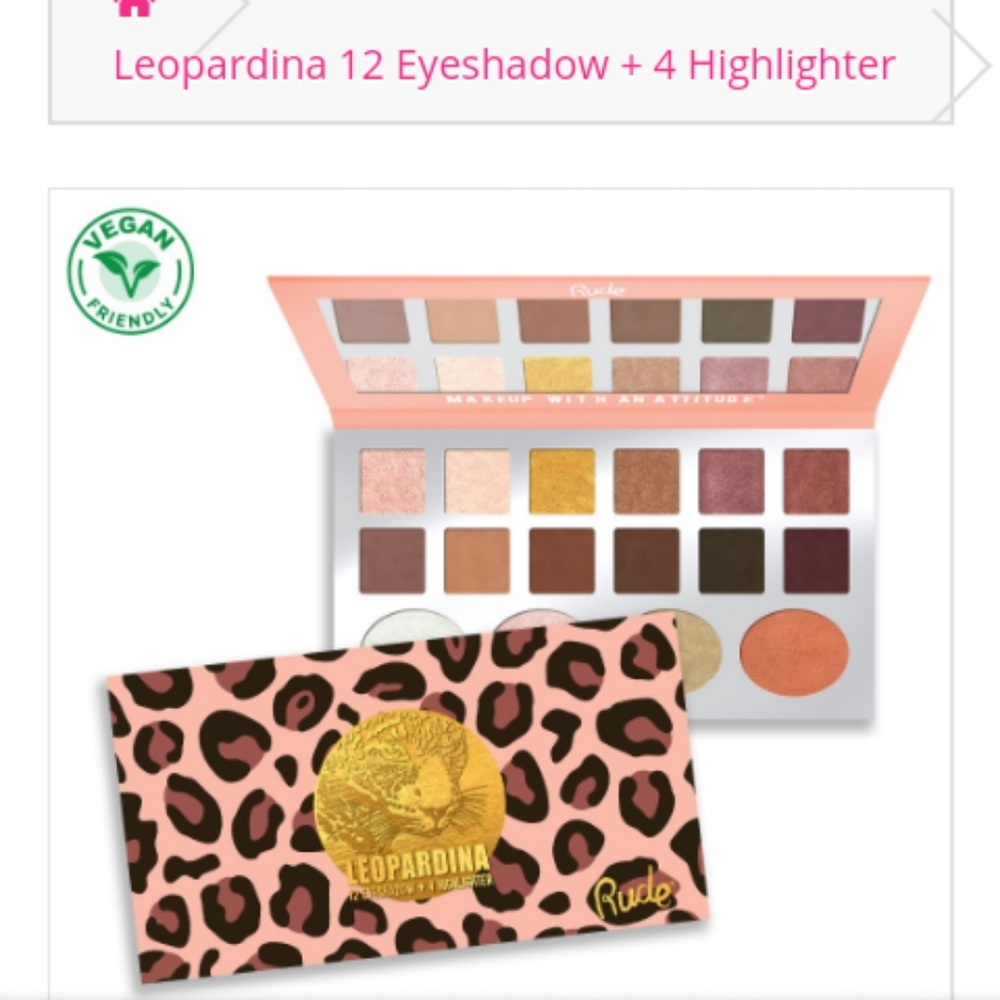Leopardina eyeshadow palette by Rude cosmetics